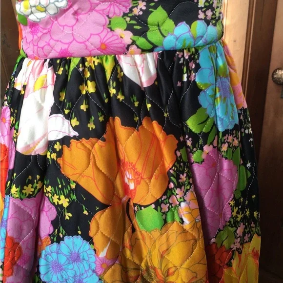 Vintage 1960s Quilted Floral Maxi Skirt - Picture 3 of 5